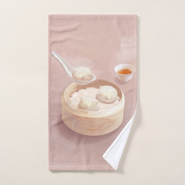 Bao Buddies: Cute Cat Dumplings in Steamer Hand Towel (Hand Towel)