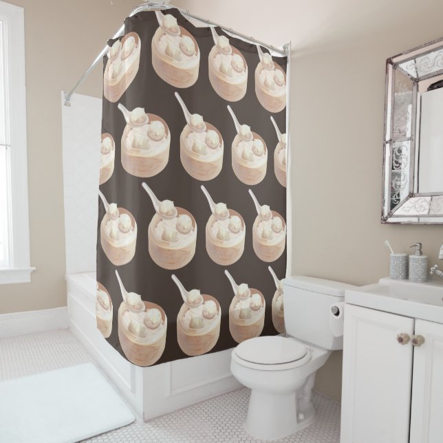 Bao Buddies: Cute Cat Dumplings in Steamer Shower Curtain (In Situ)