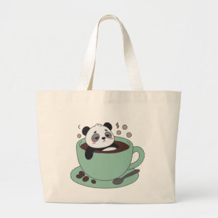 Bao Panda Bathing In Coffee Cup Cute Aesthetic Kaw Large Tote Bag