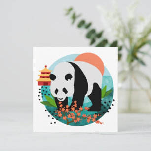 BAO SHI - Panda -flat note cards- details on back Holiday Card