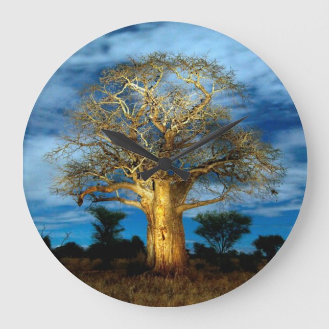 Baobab (Adansonia) Tree Light Up By The Moon Large Clock (Front)