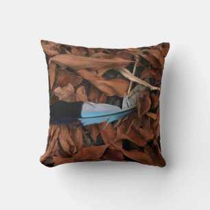 Baobab Tree Leaves Blue Feather Pillow Cushion