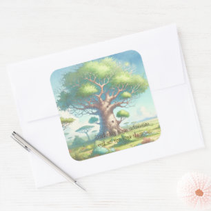 Baobab Tree & Quote Square Sticker