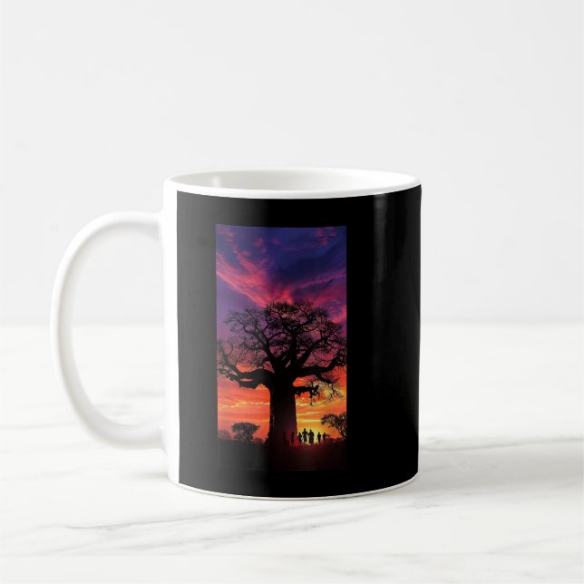 Baobab Tree Sunset Tree Nature Outdoor Dusk Coffee Mug (Left)