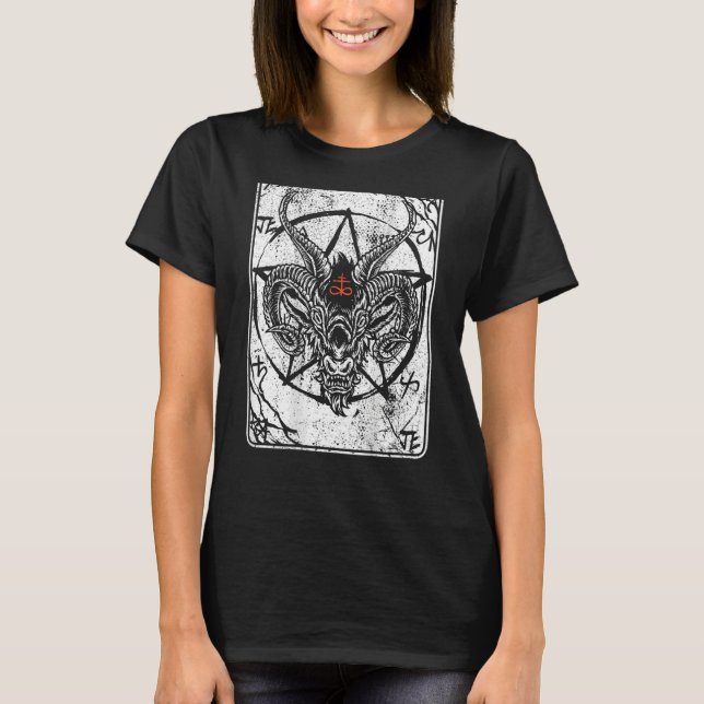 Baphomet Backprint Satan Antichrist Luzifer 666 Ba T-Shirt (Front)