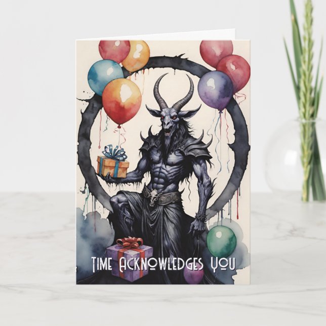 Baphomet Birthday Balloons & Gifts Gothic Card (Front)
