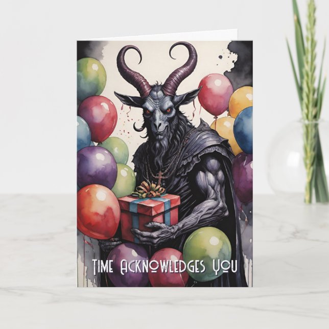Baphomet Birthday Balloons & Gifts Gothic Card (Front)