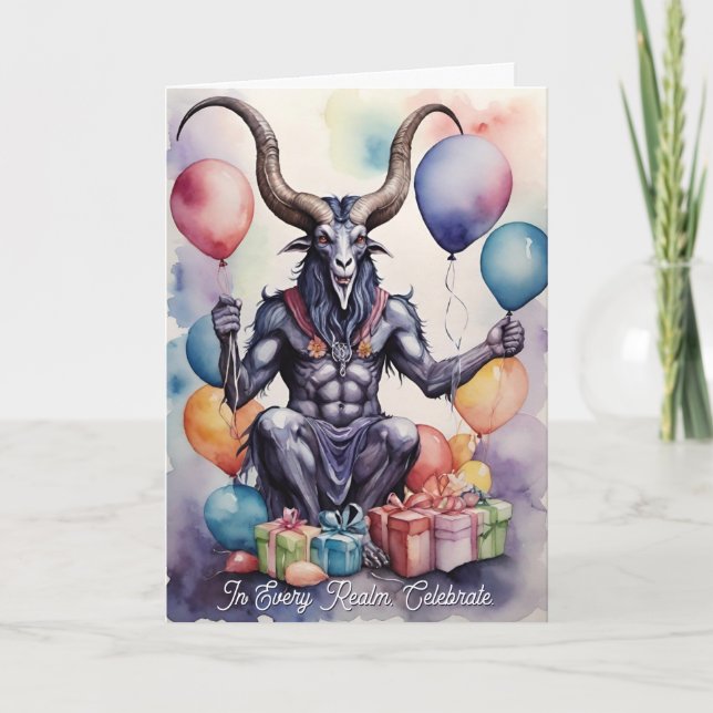 Baphomet Birthday Balloons & Gifts Gothic Card (Front)