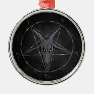 Baphomet Black And Grey Premium Round Ornament