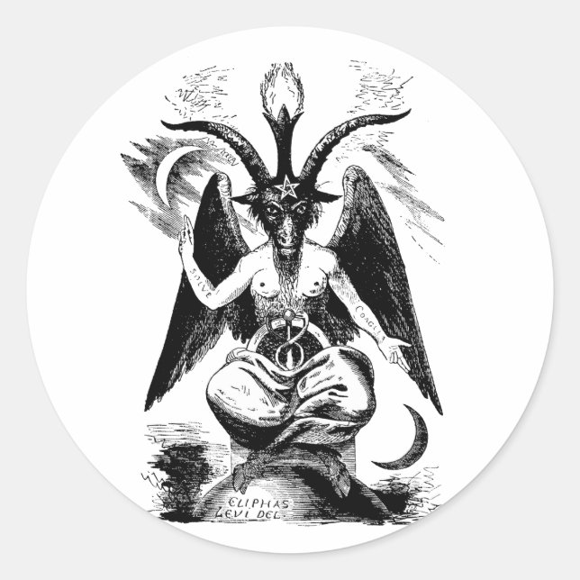 Baphomet (black) classic round sticker (Front)