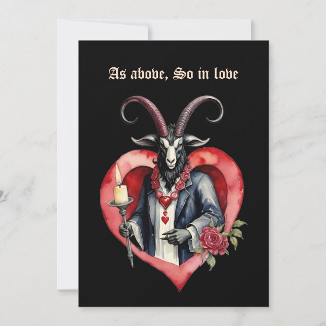 Baphomet Gothic Valentine's Day As Above Holiday Card (Front)