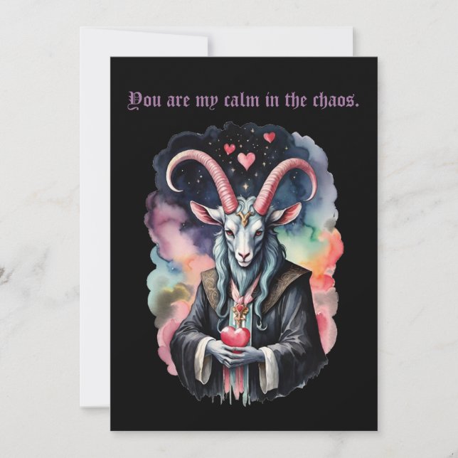 Baphomet Gothic Valentine's Day Guitar Chaos Holiday Card (Front)