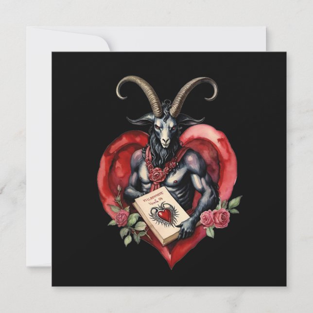 Baphomet Gothic Valentine's Day Love Holiday Card (Front)