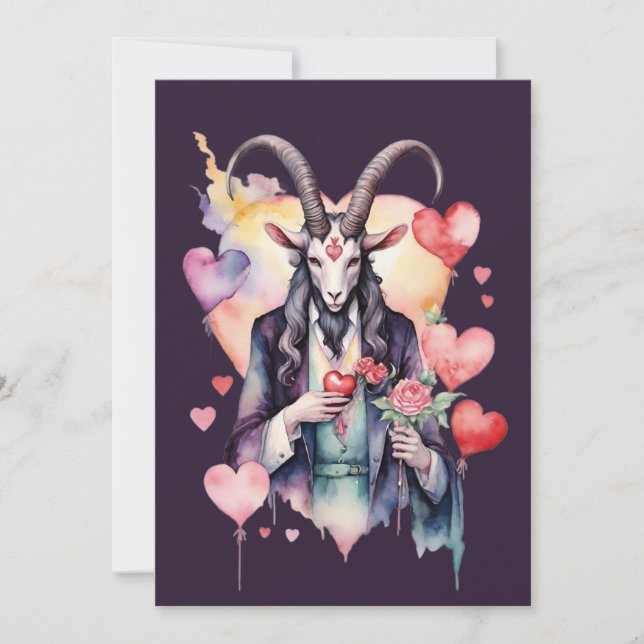 Baphomet Gothic Valentine's Day Love Holiday Card (Front)