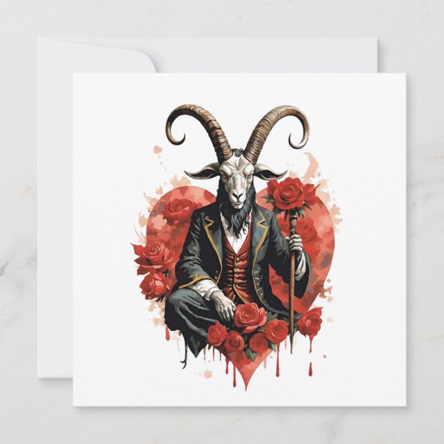 Baphomet Gothic Valentine's Day Love Holiday Card (Front)
