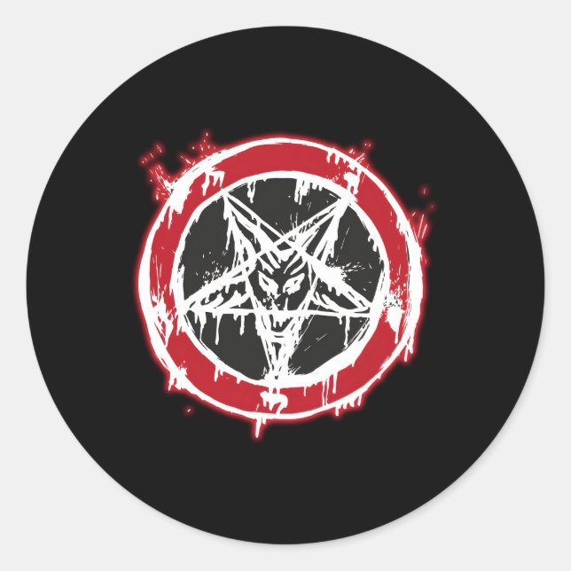 Baphomet Inverted Pentagram Classic Round Sticker (Front)