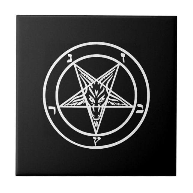 Baphomet Inverted Pentagram Goat Satanic Logo Ceramic Tile (Front)