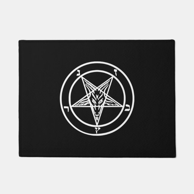 Baphomet Inverted Pentagram Goat Satanic Logo Doormat (Front)