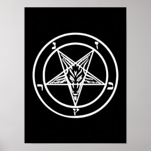 Baphomet Inverted Pentagram Goat Satanic Logo Poster