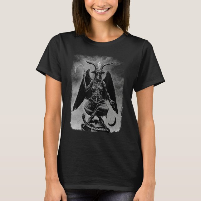 Baphomet Occult Satanic Gothic Satan Goat Head 666 T-Shirt (Front)