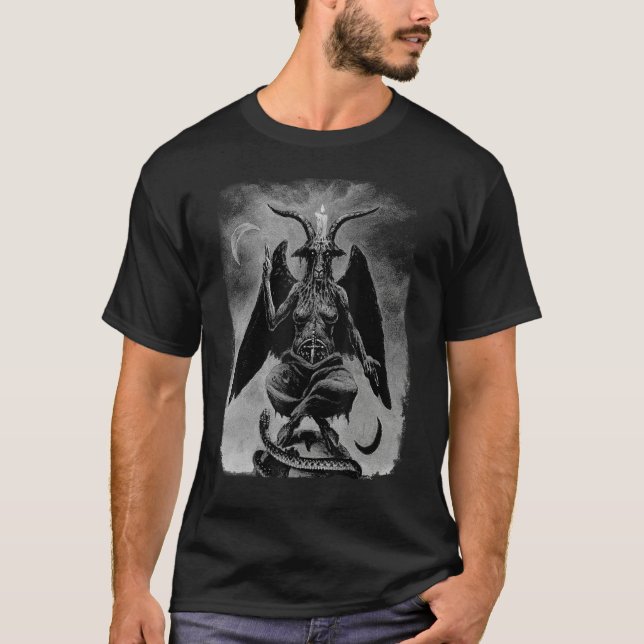 Baphomet Occult Satanic Gothic Satan Goat Head 666 T-Shirt (Front)
