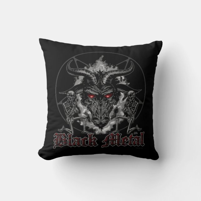 Baphomet Pentagram Black Metal Cushion (Front)