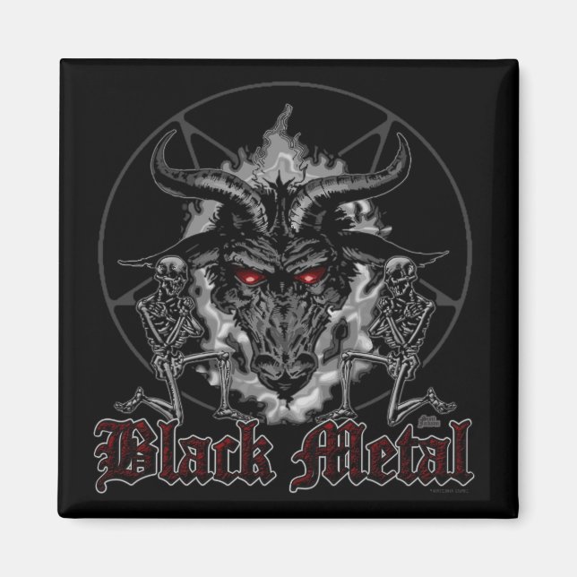 Baphomet Pentagram Black Metal Magnet (Front)
