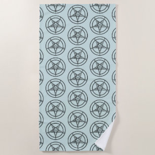 Baphomet Pentagram Blue Satanic Beach Towel