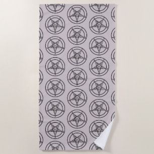 Baphomet Pentagram Lavender Satanic Beach Towel