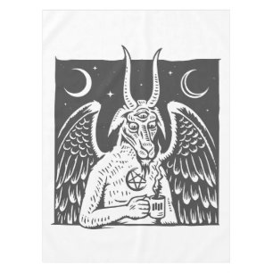 baphomet pentagram moon coffee demon white tablecloth