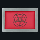 Baphomet Pentagram Satanic  Belt Buckle<br><div class="desc">Belt buckle with a black baphomet pentagram against red.   A perfect satanic belt buckle for any occasion.  Give as a gift to a satanist,  occultist,  witch,  metal head or anyone who is in need of a satanic belt buckle ,  a pentagram belt buckle  or a Baphomet belt buckle.</div>