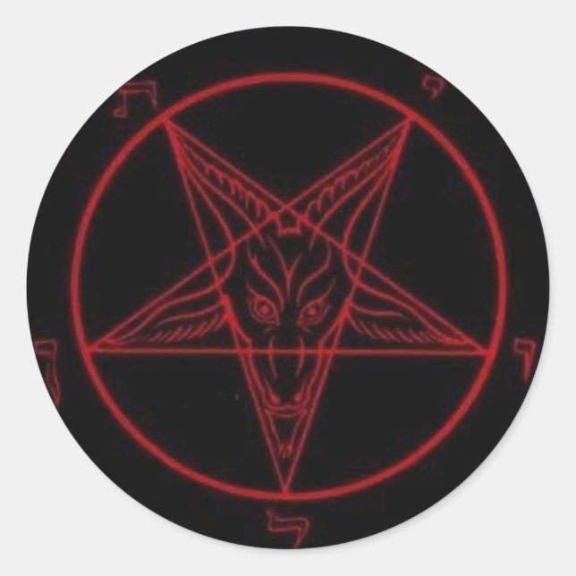 Baphomet Red Round Sticker Set (Front)