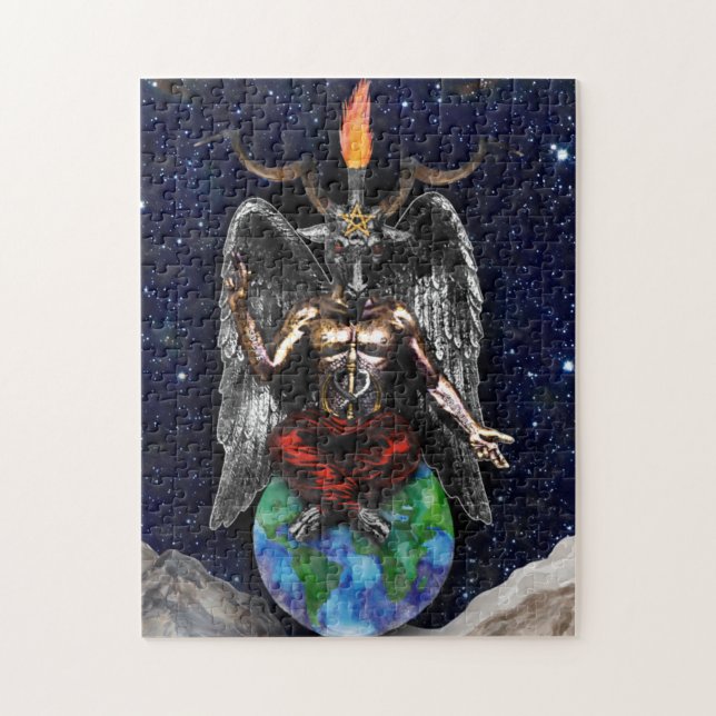 Baphomet Sabbatical Goat Black Night Earth Jigsaw Puzzle (Vertical)
