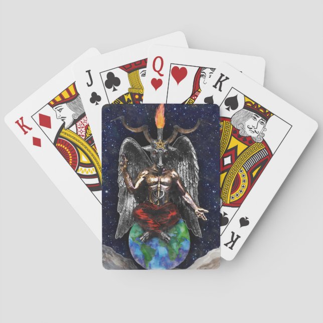 Baphomet Sabbatical Goat Black Night Earth Playing Cards (Back)