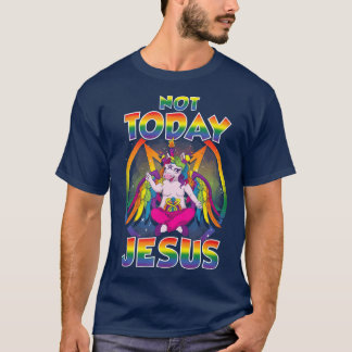 Baphomet Sigil Not Today Jesus Satanic Unicorn T-Shirt
