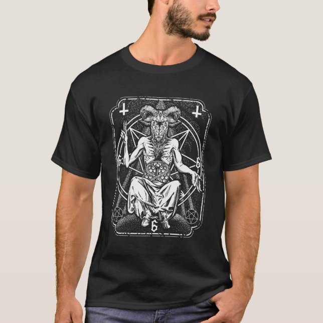 Baphomet Tarot Card Devil Evil Occult T-Shirt (Front)
