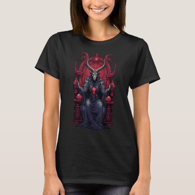 Baphomet Throne Goat Head Satanic Witchcraft Occul T-Shirt (Front)