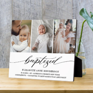 Baptised Modern Photo Collage Baptism Keepsake Plaque