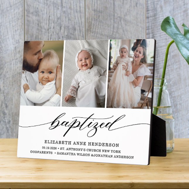 Baptised Modern Photo Collage Baptism Keepsake Plaque (Creator Uploaded)