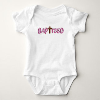 Baptised - Pink Cross Baby Bodysuit - Baptism Gift
