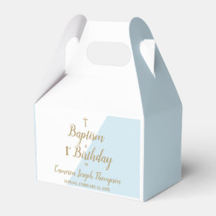 Baptism 1st birthday baby boy blue gold thank you favour box