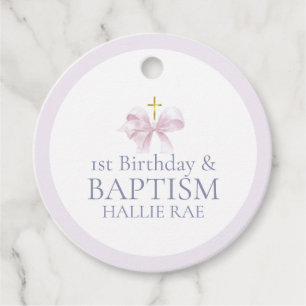 Baptism & 1st Birthday Thank You Pink Favour Tags