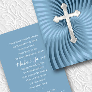 Baptism 1st Communion Confirmation Blue Pearl Invitation