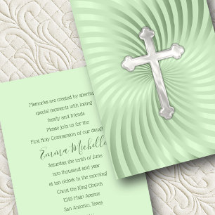 Baptism 1st Communion Confirmation Green Pearl Invitation