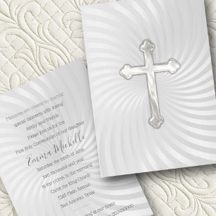 Baptism 1st Communion Confirmation Light Gray Invitation