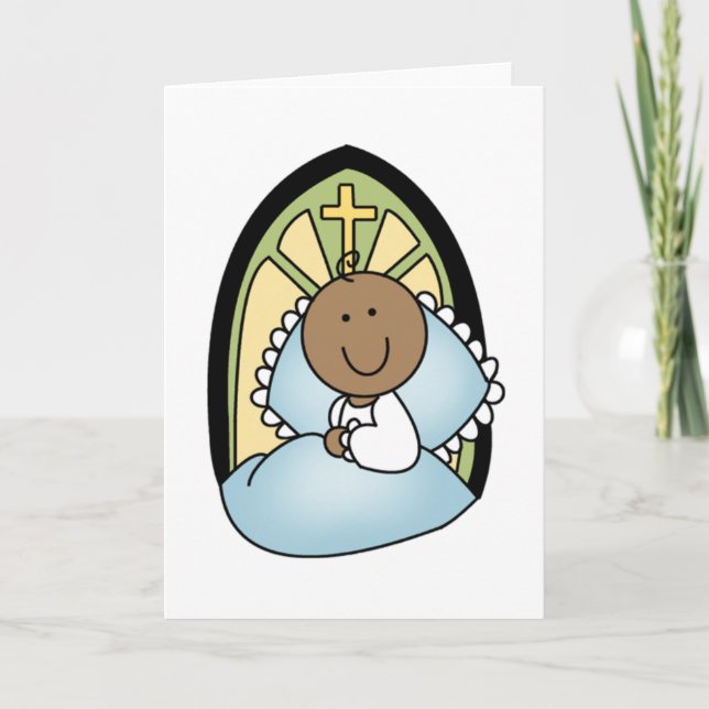 Baptism African American Baby Boy Card (Front)