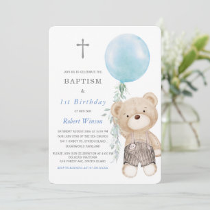 Baptism and First Birthday Invitation Boy