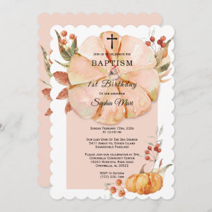 Baptism and First Birthday Pumpkin Girl Invitation