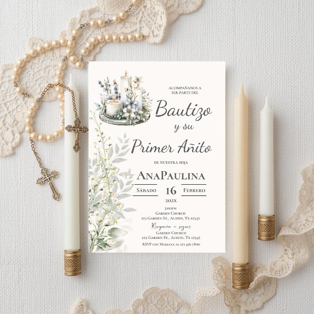 Baptism and first year invitation in Spanish (Creator Uploaded)