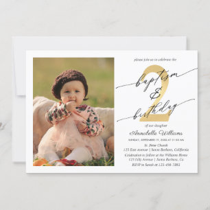 Baptism And Second Birthday Photo Invitation